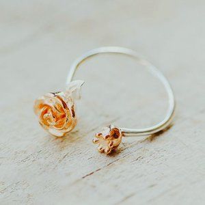 Sterling Silver Rose Flower Ring Rose Jewelry in Sterling Silver Ring for Her